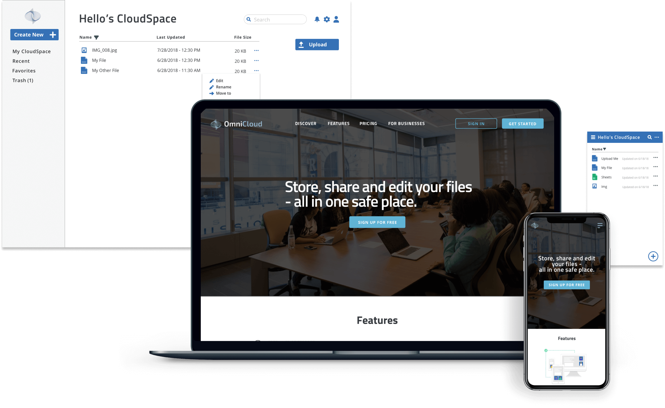 Omnicloud landing page